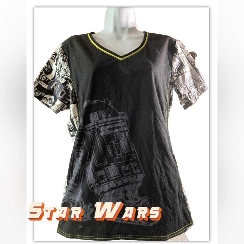 Star Wars Womens M Medium Scrub Top Comic Style